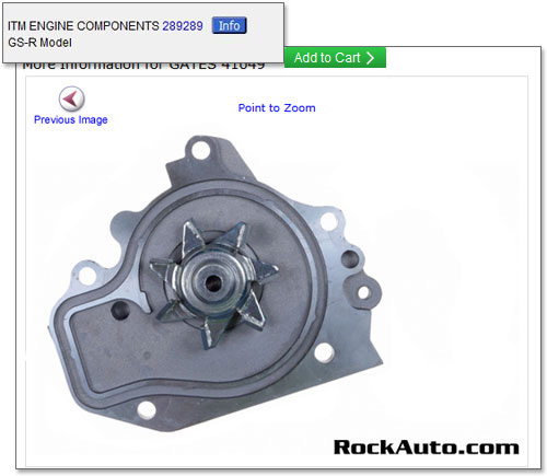 example listing with gasket not included