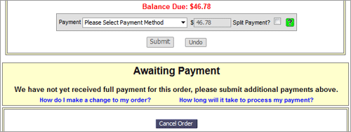 Awaiting Payment status heading