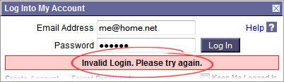 invalid login