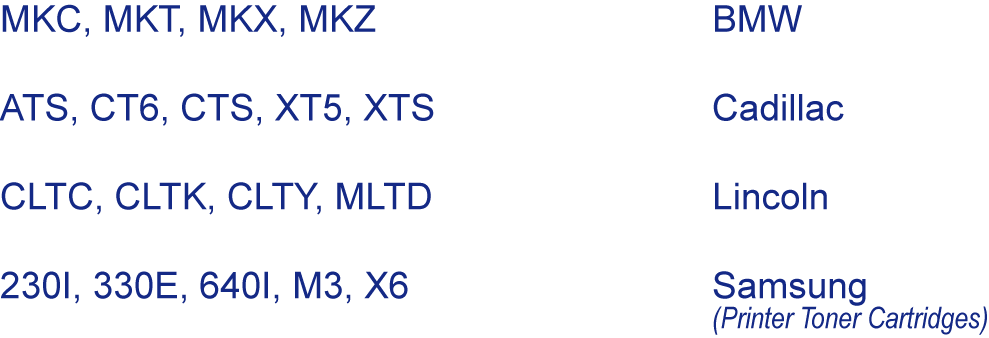 Match the models on the left with the correct manufacturers on the right