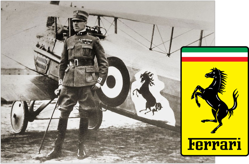 Count Francesco Baracca and Ferrari logo