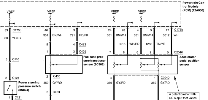 Chilton Manual image (2005 Mustang) showing "VREF" examples